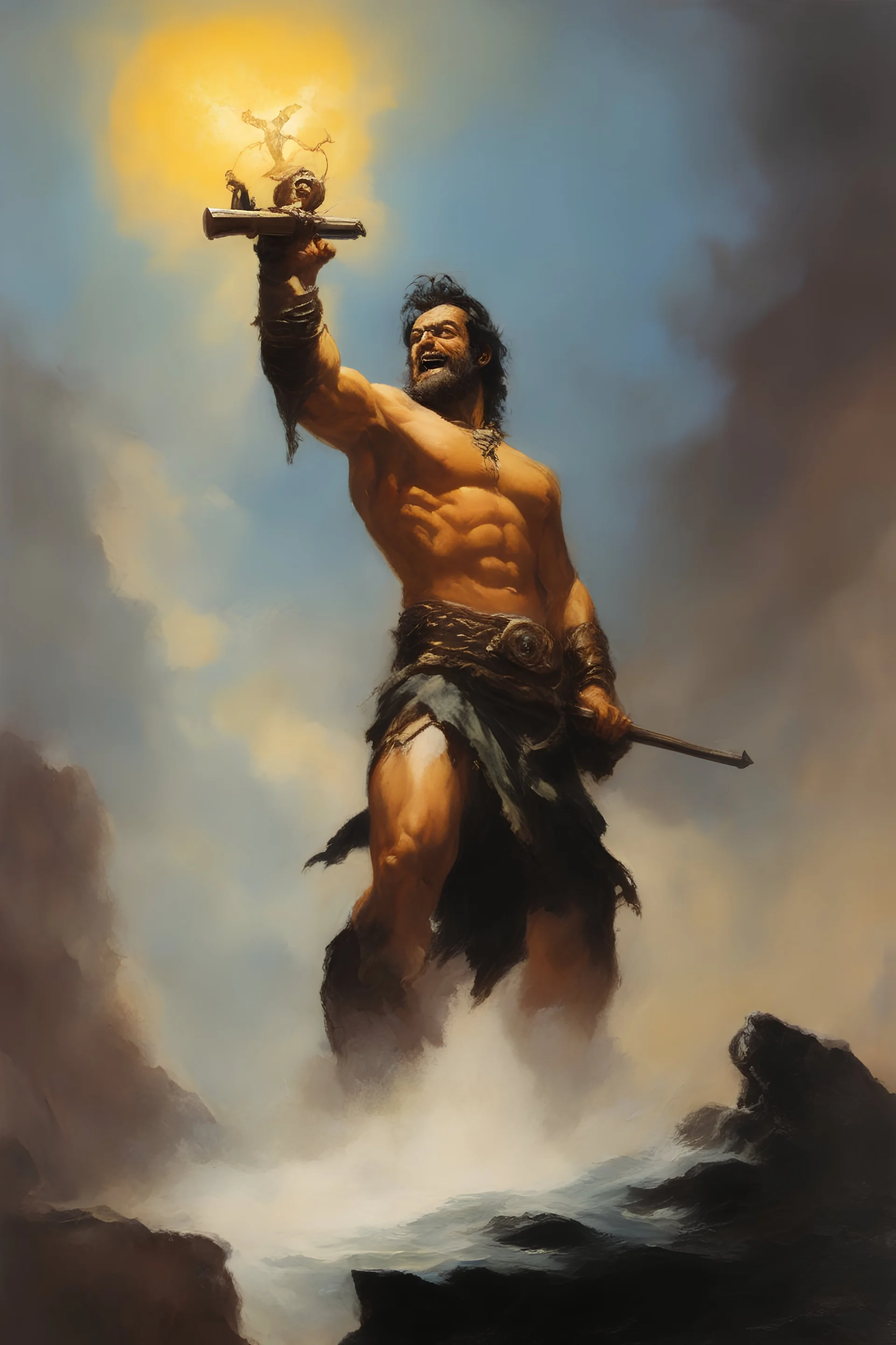 full color - Praise the Lord - oil painting by Frank Frazetta