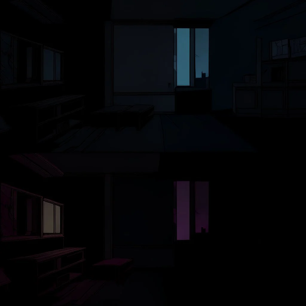 comicbook, panels, cartoonish colors, in the left panel, a tv in a minimalist room setting, no window, empty walls, (in the right panel, a tv (side angle view:1.2)of the tv), background is a haunting dimly lit, decrepit room.The atmosphere should be chilling, with shadows and decay adding to the eerie ambiance, vibrant palette, volumetric lighting