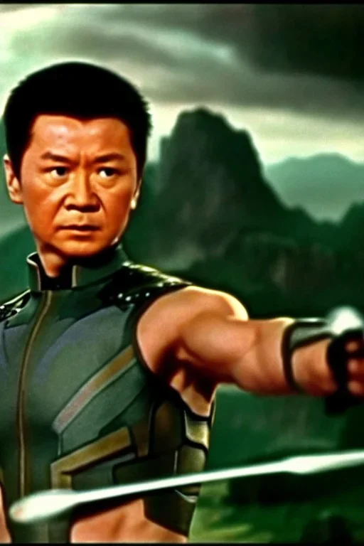 dvd screengrab hawkeye from the movie Avengers endgame directed by Lau Kar-leung, 1976, Shaw Brothers Studio, wuxia film, --v 4