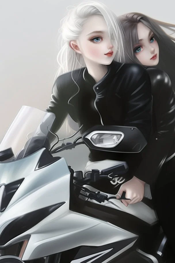 2 girl with motorcycle