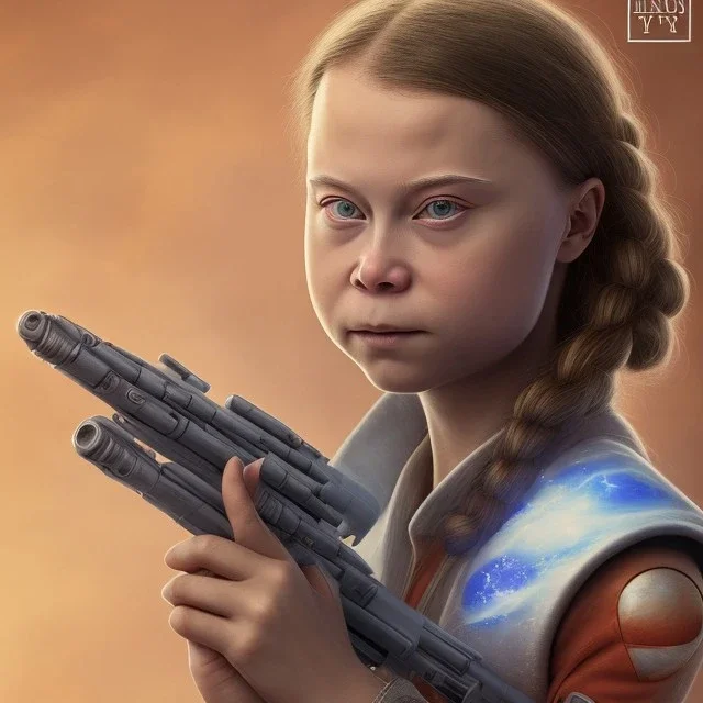 portrait of Greta Thunberg star wars