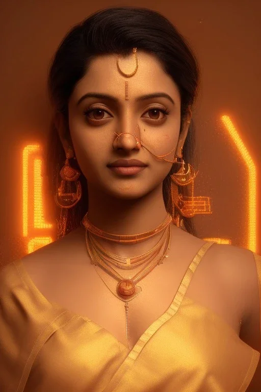 South Indian actress Trisha Krishnan, by Mahmoud Sai, Cartographic, Circuitry, Golden Hour, Closeup-View, 16k, Lumen Global Illumination, Diffraction Grading