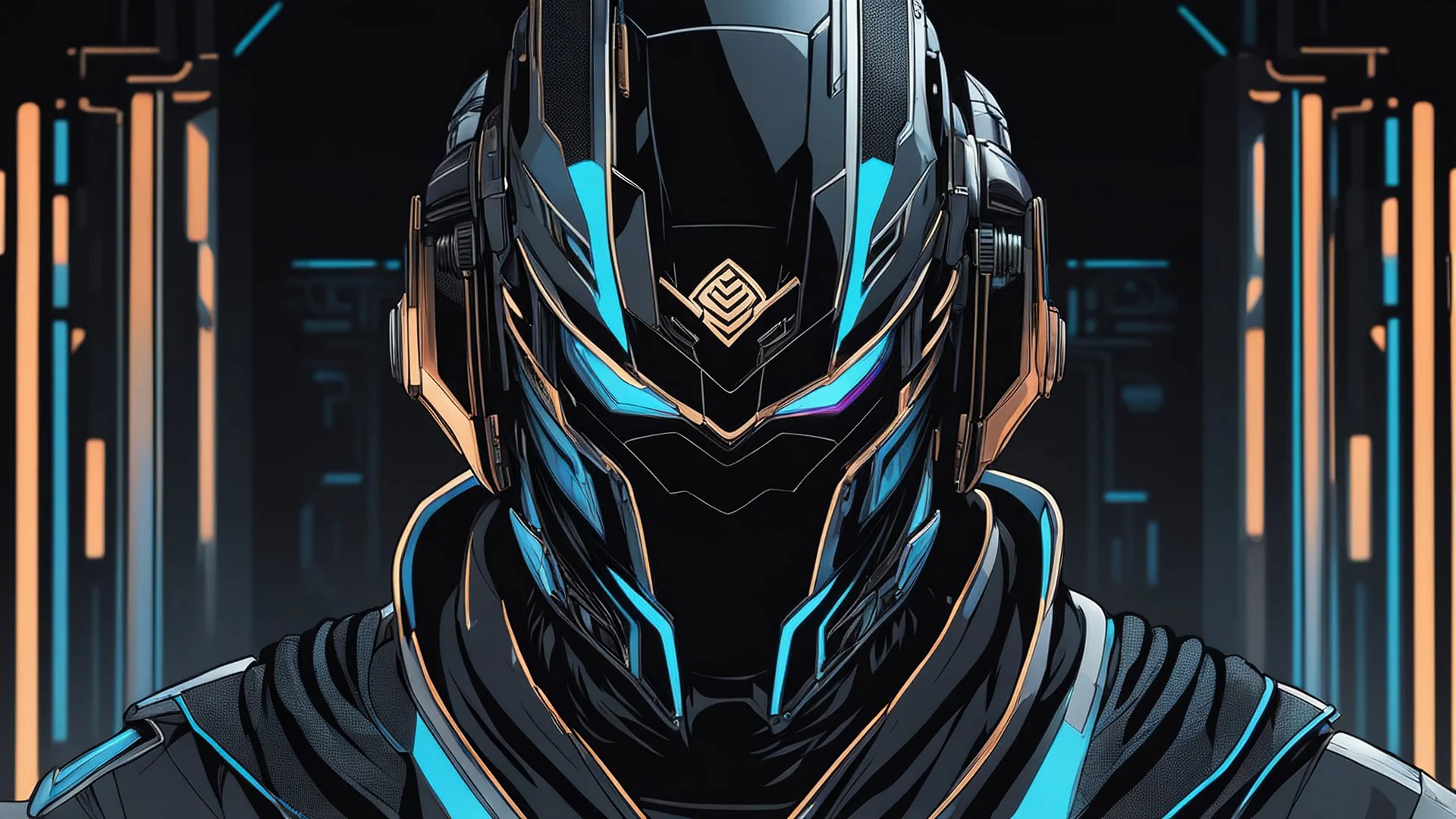 A man wears a black glass Cyberpunk helmet and Chinese clothes , black and blue color, solo leveling shadow drawing style, neon, intricate details, highly detailed, high details, detailed portrait, masterpiece,ultra detailed, ultra quality