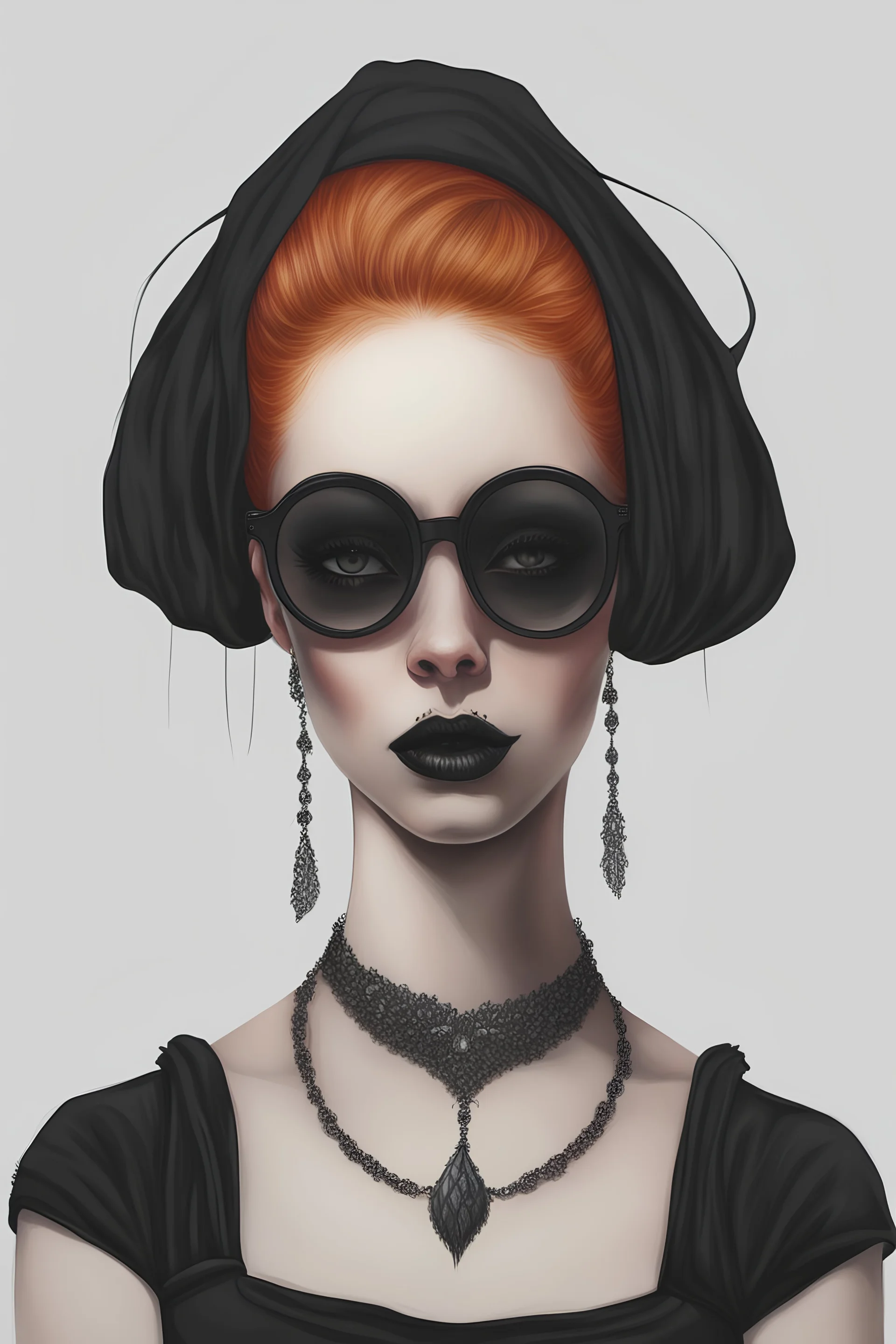 ginger goth women, photorealist