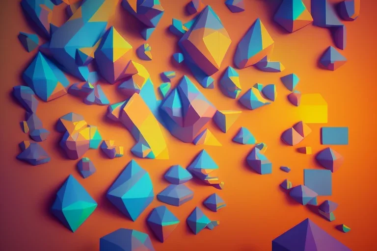 3D colorful geometric installation, simplistic, studio lighting, C4D, 16k, Behance, Artstation, centered, top down camera, vibrant