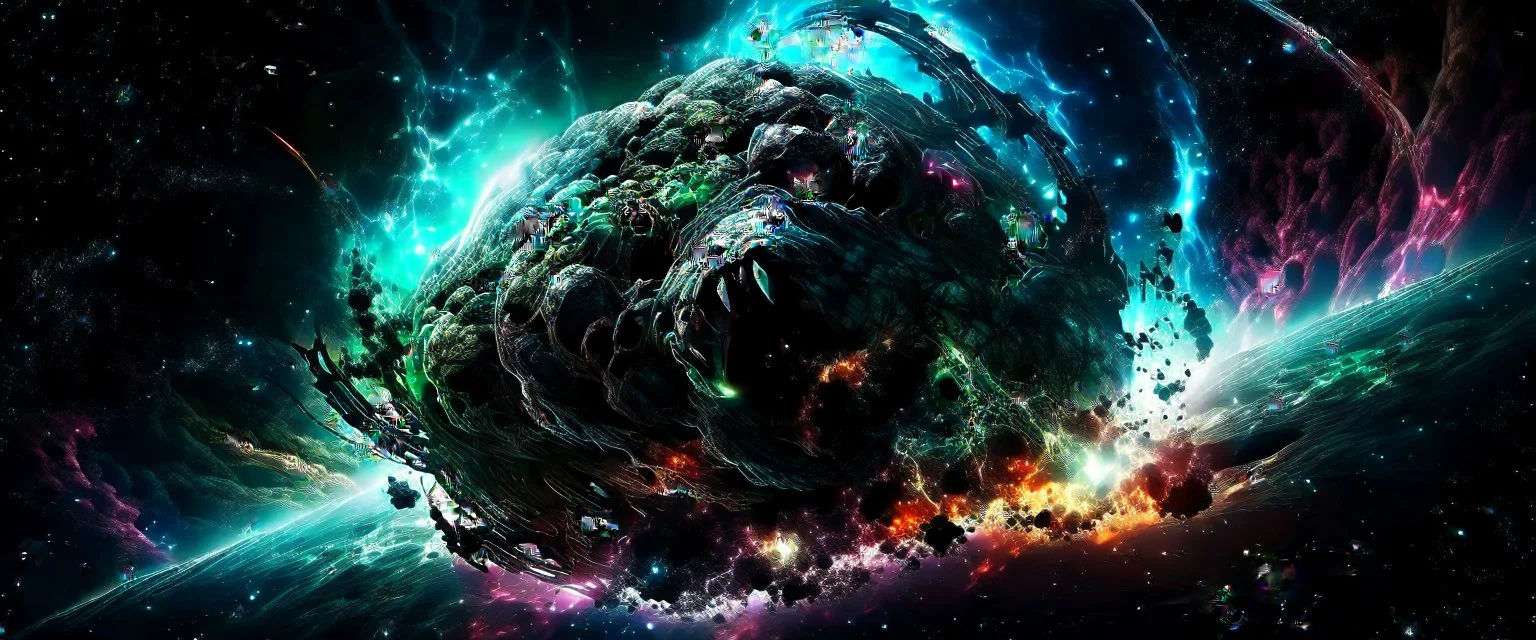 oversized strange space nebulae plasma hyperdimensional quantum monster eating planets