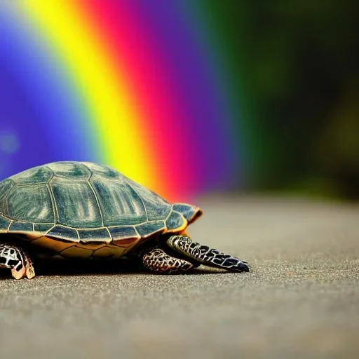 turtle looking at rainbow