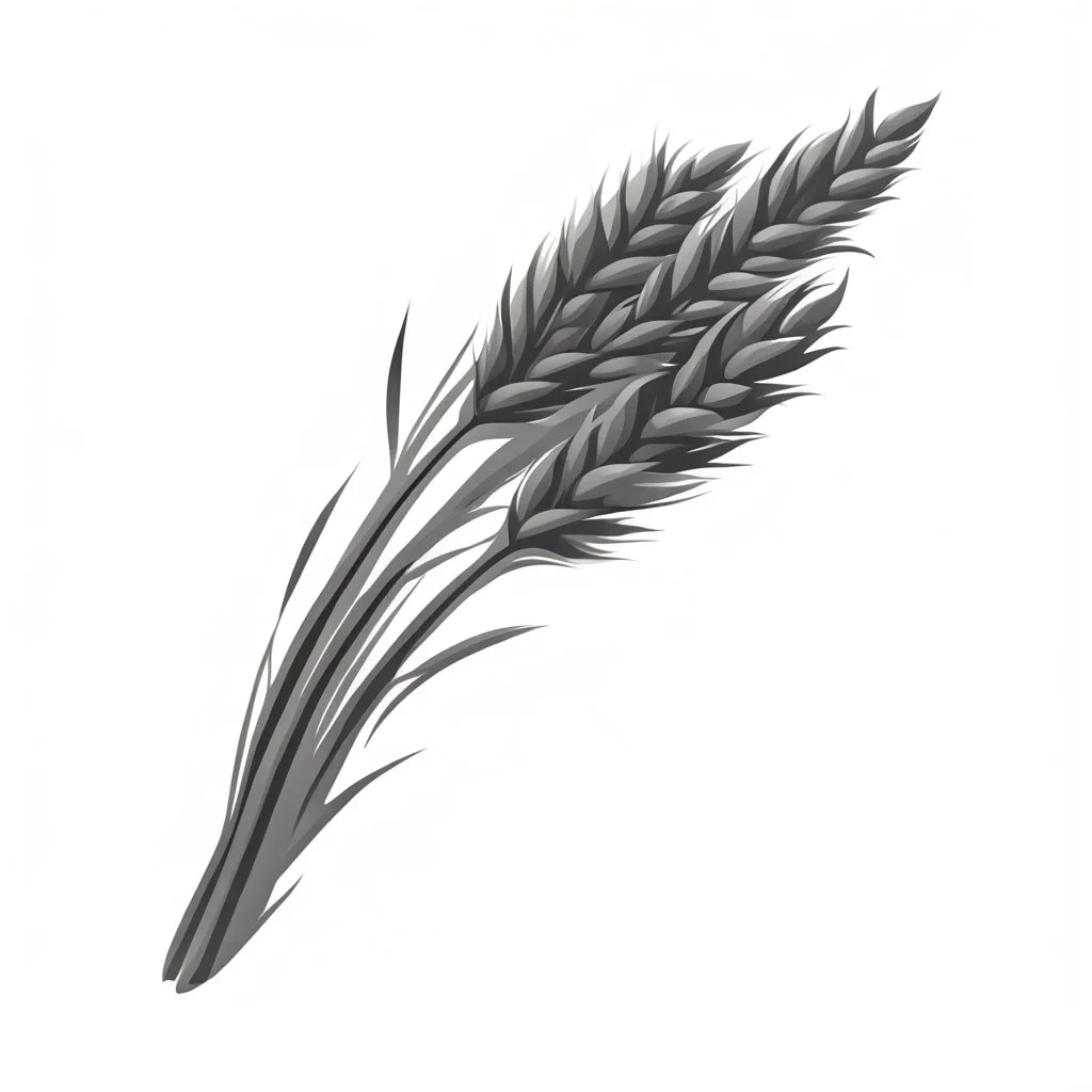 wheat, black on white smooth vector, high contrast