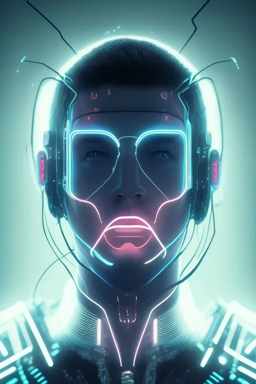 cyberpunk, head, men, portrai, tron