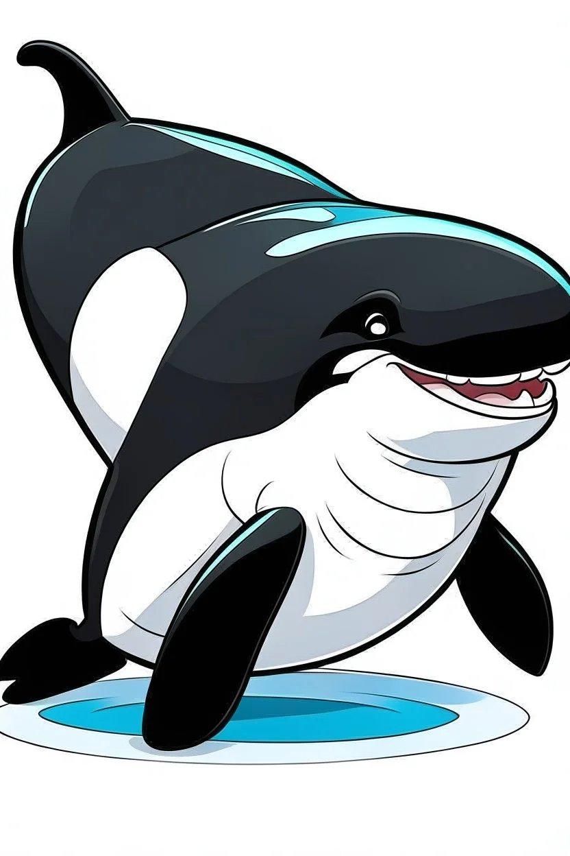 orca cartoon with 2 leg