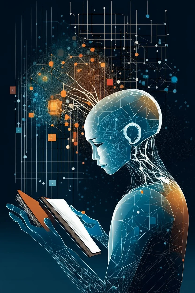 generate a front cover representation illustration of Ai and its connection to edit a book