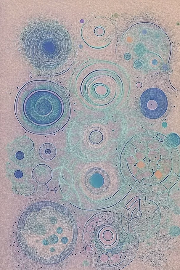 Abstract watercolor circles with Sketchy pencil outlines