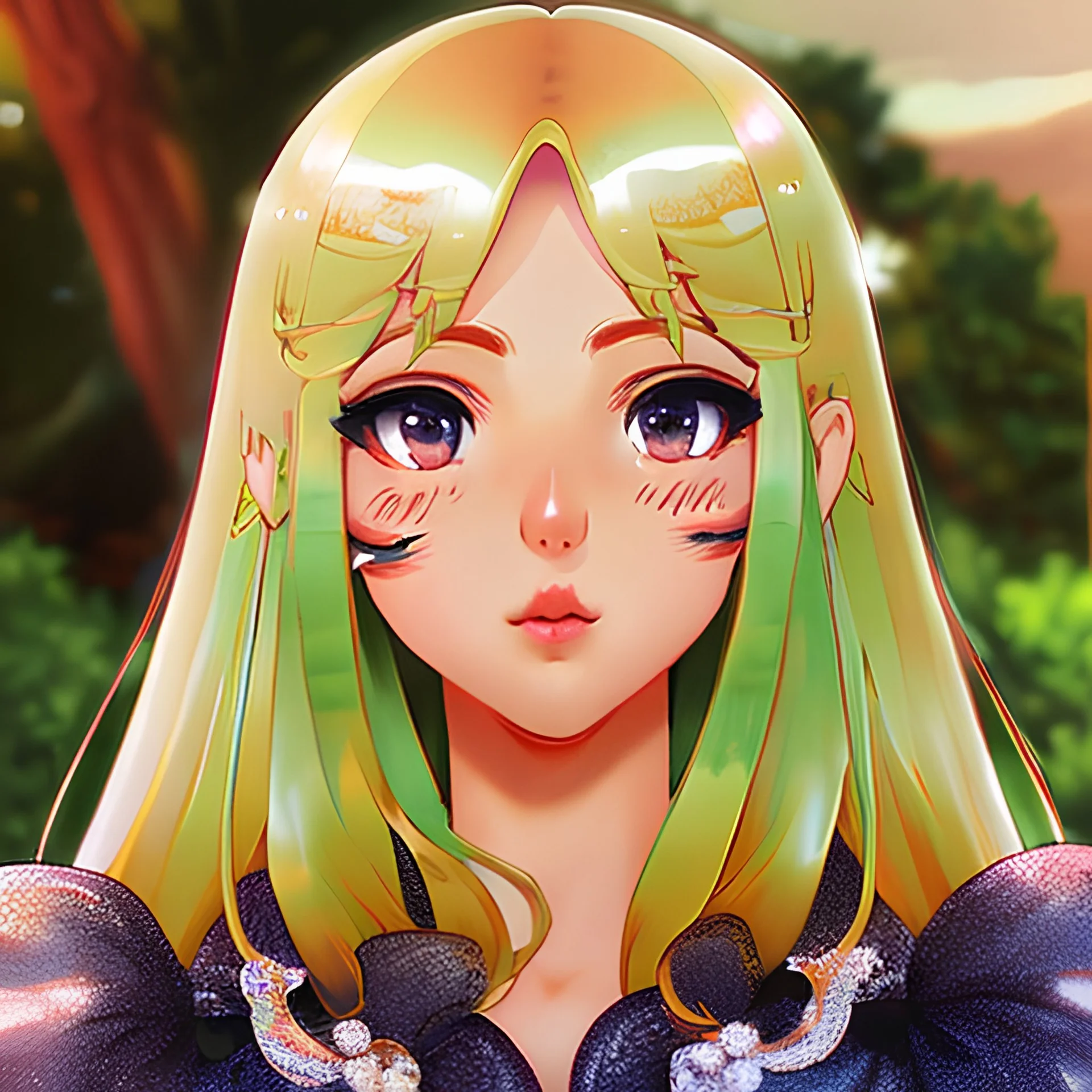 golden hair angel big soft dreamy eyes symmetrical wide anime eyes green eyes soft lighting detailed face