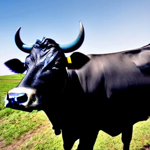 A cow wearing a suit and tie