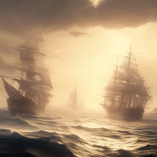 photo of a ultra realistic sailing ship, dramatic light, pale sunrise, cinematic lighting, battered, low angle, trending on artstation, 4k, hyper realistic, focused, extreme details, unreal engine 5, cinematic, masterpiece, art by studio ghibli, intricate artwork by john william turner