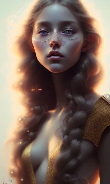 porno model , cute, beautiful, long hair, wavy hair, curly hair، black eyes, head and shoulders portrait, cinematic, 8k, resolution concept art portrait by Greg Rutkowski, Artgerm, WLOP, Alphonse Mucha dynamic lighting hyperdetailed intricately detailed