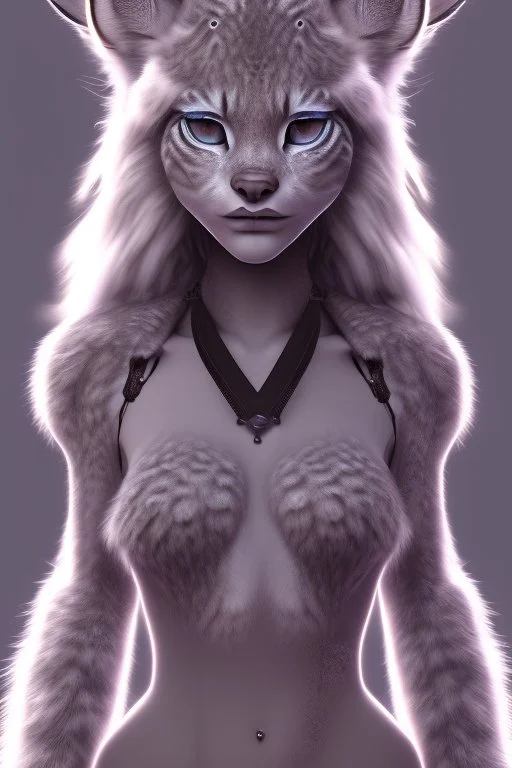 female half lynx peacock furry, human body