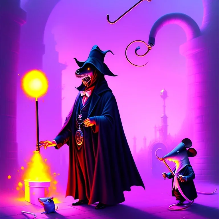 The Grim Reaper, a plague doctor and a mouse, in Lollipop world, considering the future of the universe, art by RHADS