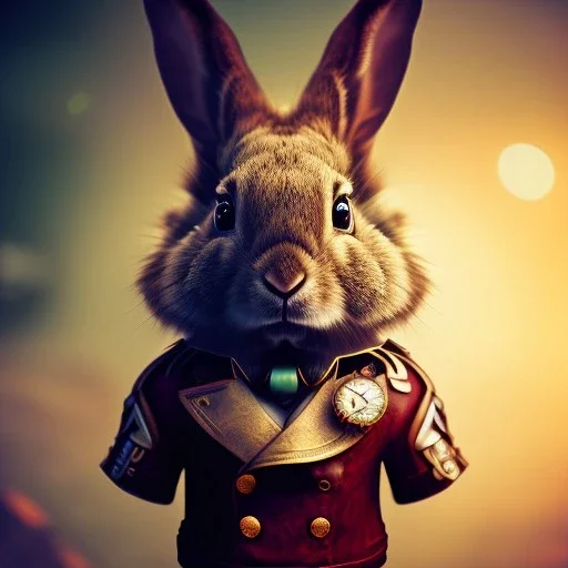 steampunk rabbit,steampunk style, polaroid,outdoors,shallow dept of field, close up, macro lens, cinematic, unreal engine 5, 8k,elegant,hyperphotorealistic, hyperphotomaximalist, by japbun2-40