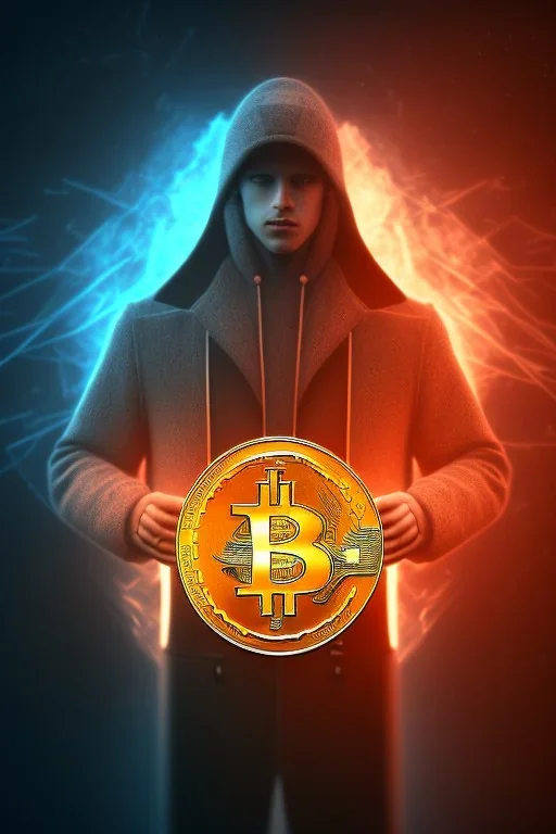 men in the bitcoin brain, Fire theme art, Dark moody night atmosphere, , 8K, close-up face, anatomically perfect face