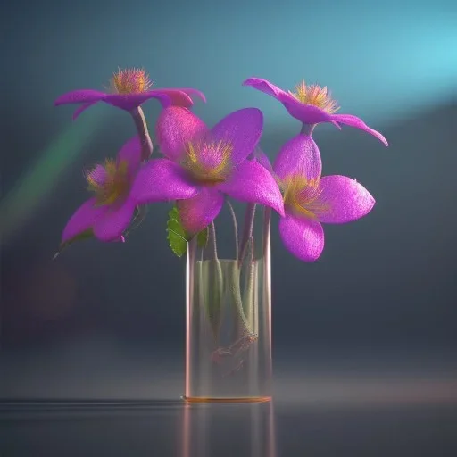 Exotic surreal living glass prism flowers by Chris Wood, sunbeams, intricate details, hyper realistic, 8K resolution, featured on behance