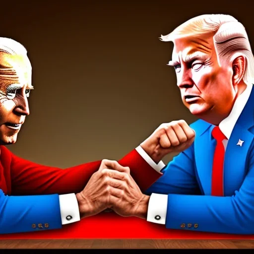 Trump with Biden Armwrestling