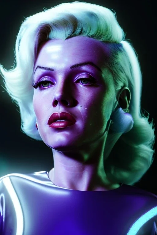 Ultra Realistic retro sci-fi scene, portrait, blonde woman, sweet young Marilyn Monroe face, perfect iris, tight latex coat, Strange planet background, Retro sci-fi style helmet. fog, rain, soft color, highly detailed, unreal engine 5, ray tracing, RTX, lumen lighting, ultra detail, volumetric lighting, 3d, finely drawn, high definition, high resolution.