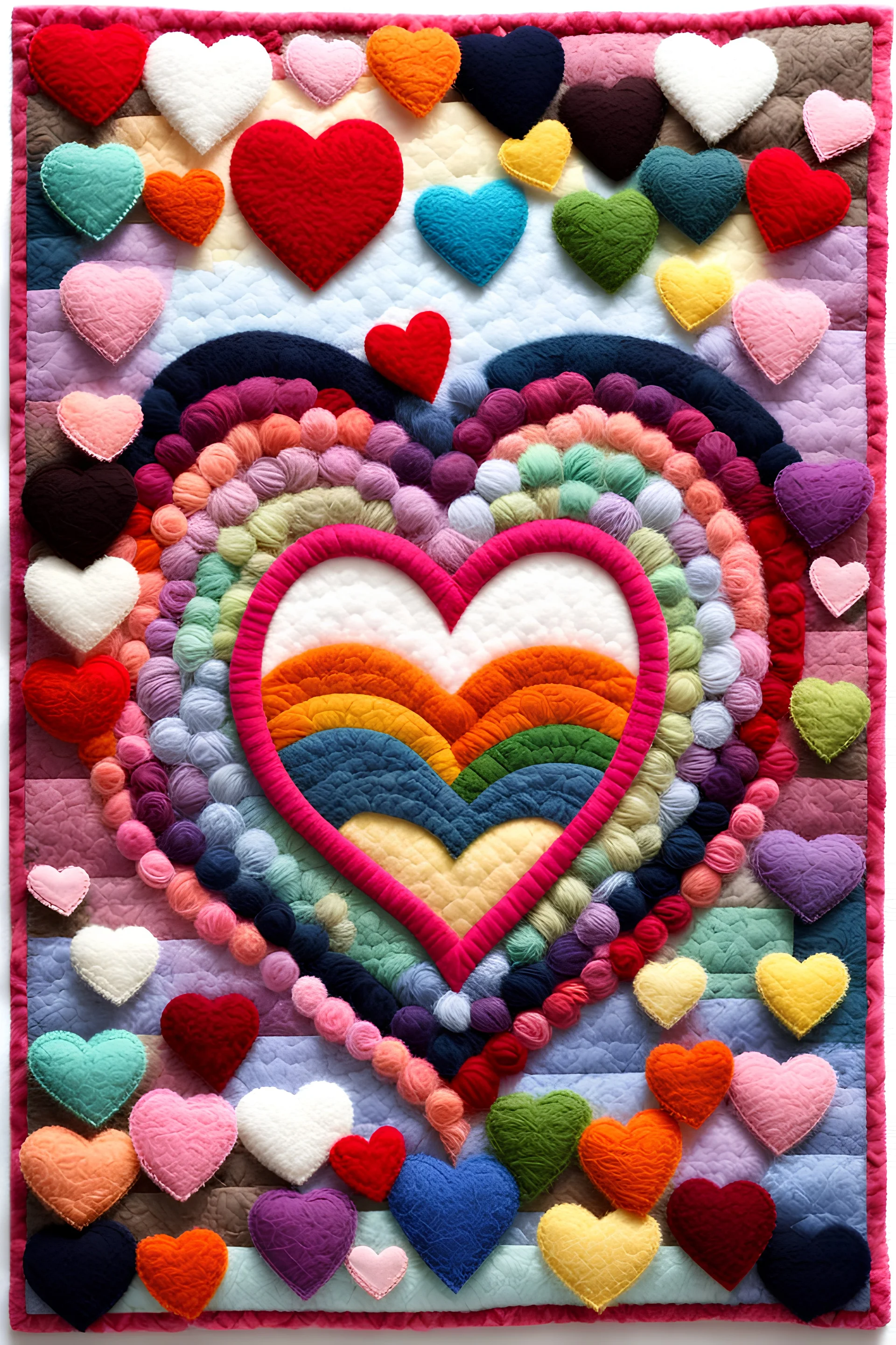 felt art patchwork depict valentine day emotion including rainbow