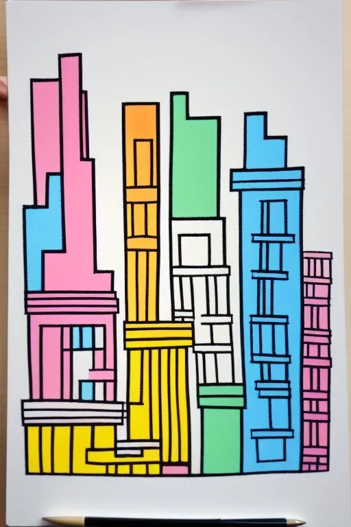 Bauhaus two color city dooddle