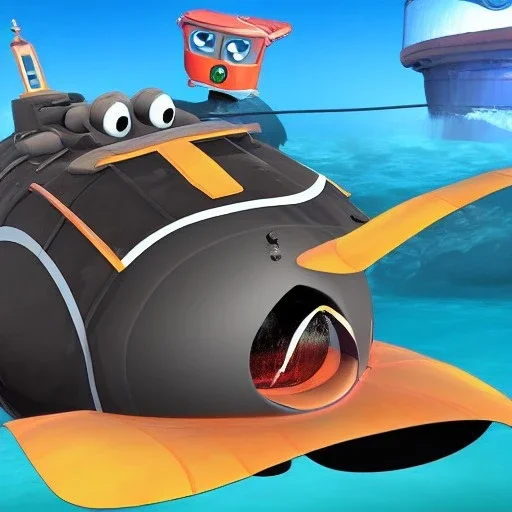 mix between the captain nemo submarine and wacky race toons