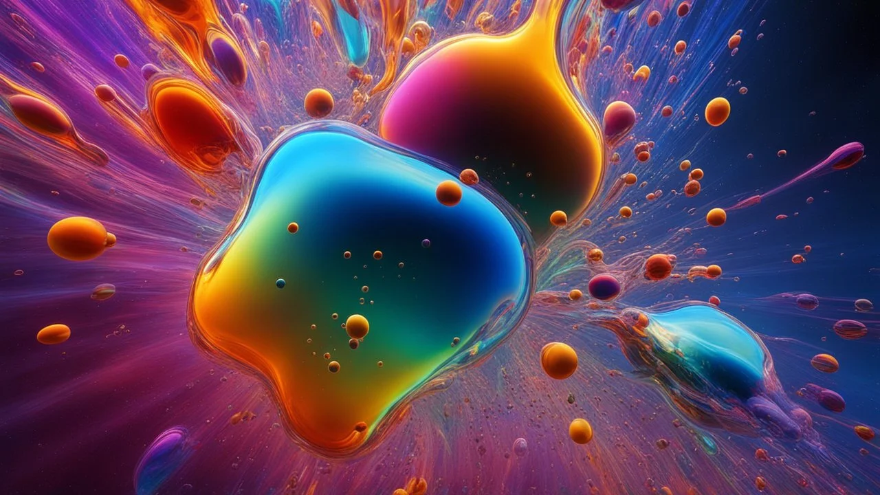 2031. Colourful immiscible liquid globules in weightlessness, mixed, distorted, spectacular, strange globular shapes, scientific, wild, fantasy, futuristic, attractive, beautiful lighting, attractive composition, photorealistic, extremely detailed, chiaroscuro