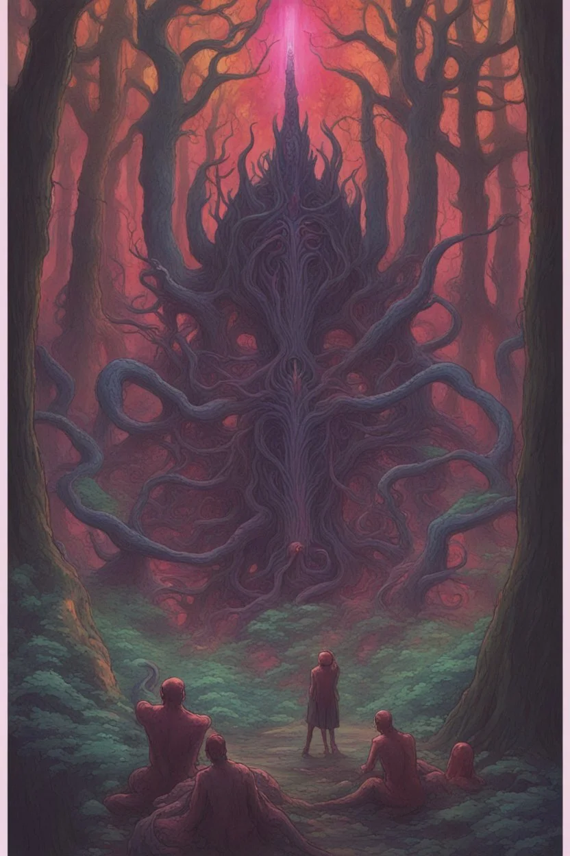 Nyarlathotep's cosmic horror party in the colorful forests of Moadeh