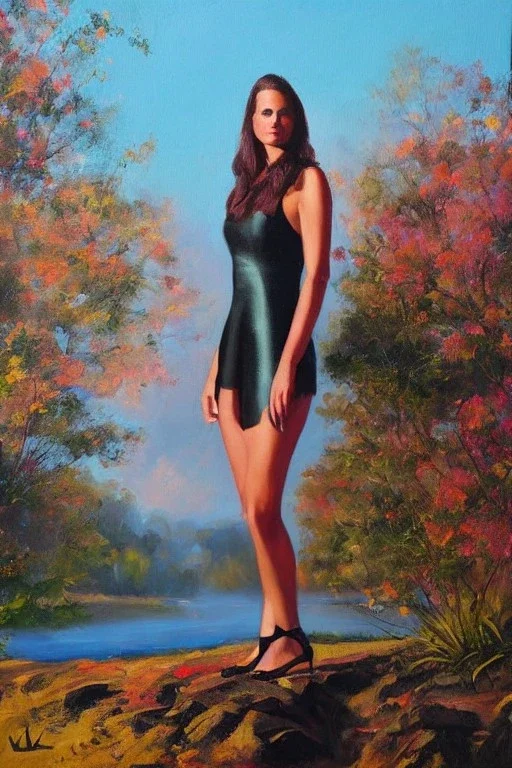 Full body portrait, painting, medium shot lady style of Close to the Sun