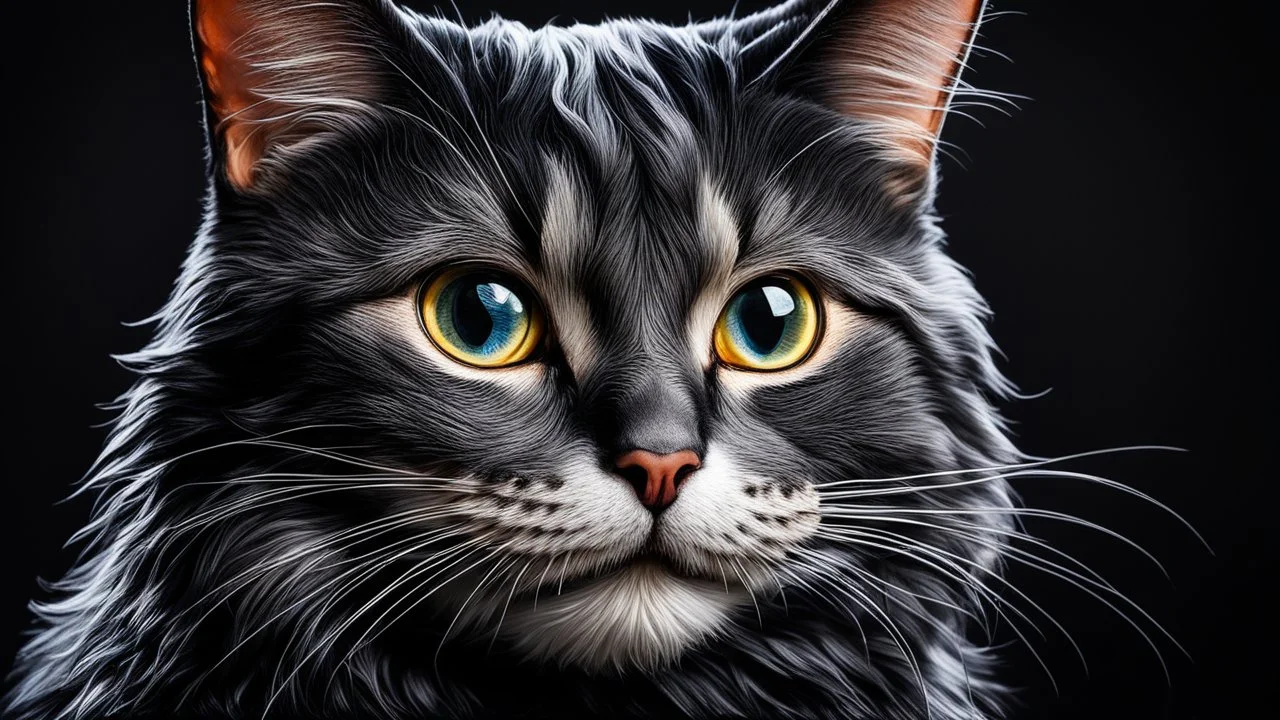 impactful paint of anthropomorphic cat , highly detailed, 8k, sharp, professional, clear, high contrast, high saturated, vivid deep blacks, crystal clear