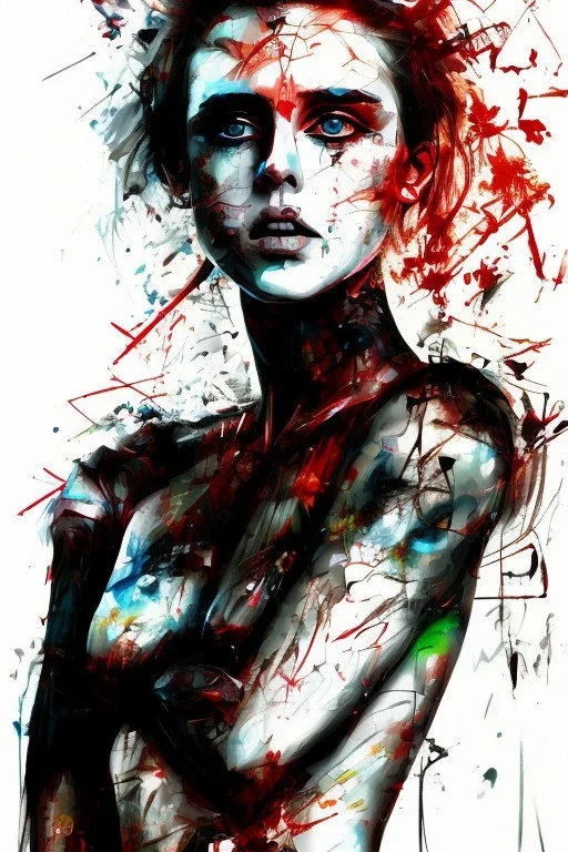 Danish singer MØ face, Abstract Yoji Shinkawa, red tones,