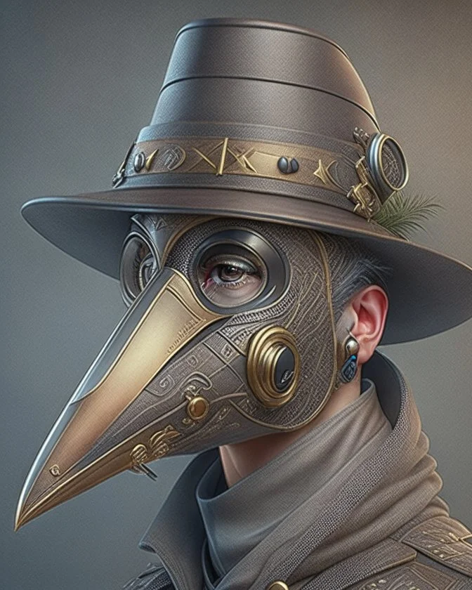 Best quality, masterpiece, ultra high definition,Futuristic, Plague doctor mask, Comic style