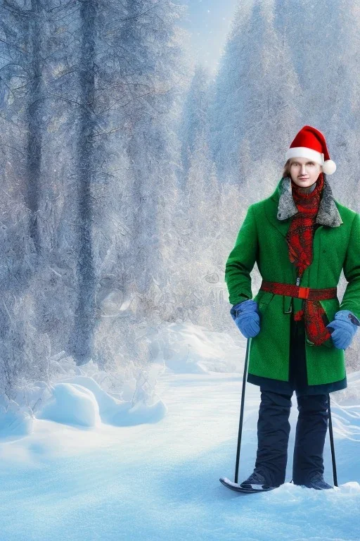 Portrait of matti nykänen in winter landscape. Colorful. christmas