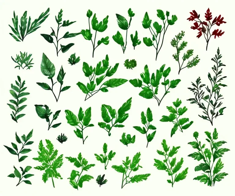 Vector plants and herb set illustration. Watercolor illustration color