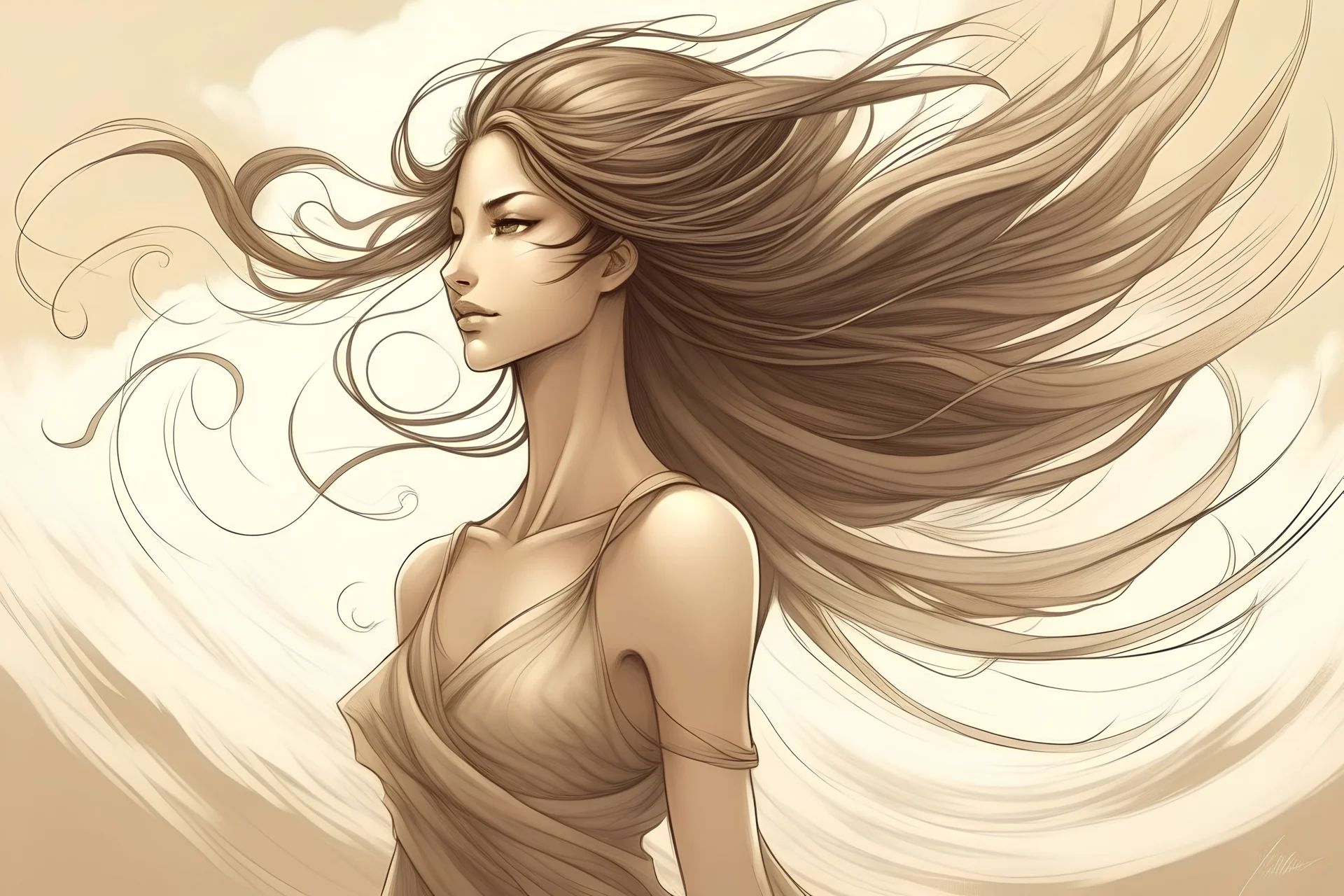 rüzgarı temsil eden mitolojik bir kadın
