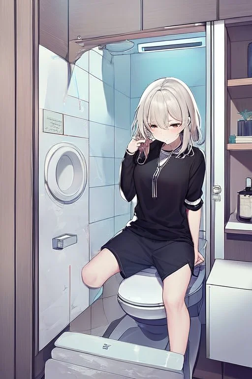 pooping into toilet