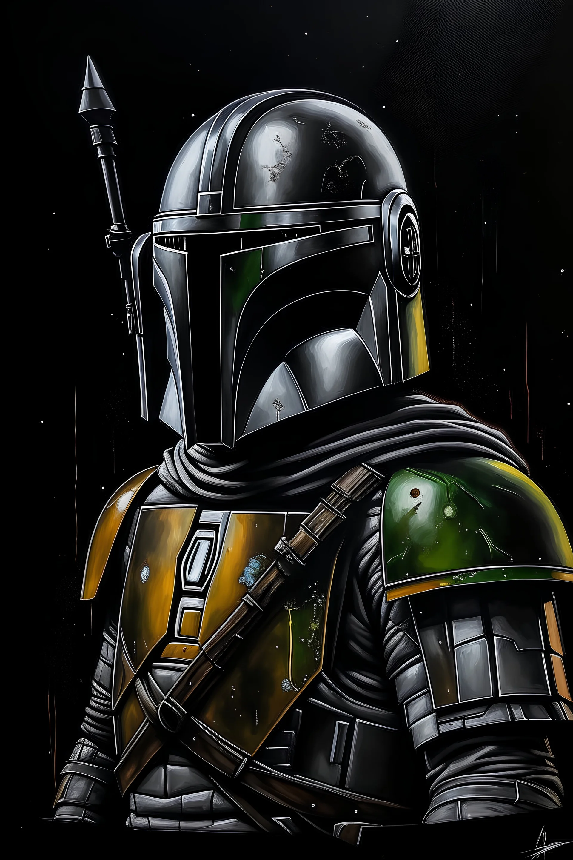 Mandalorian painting black background