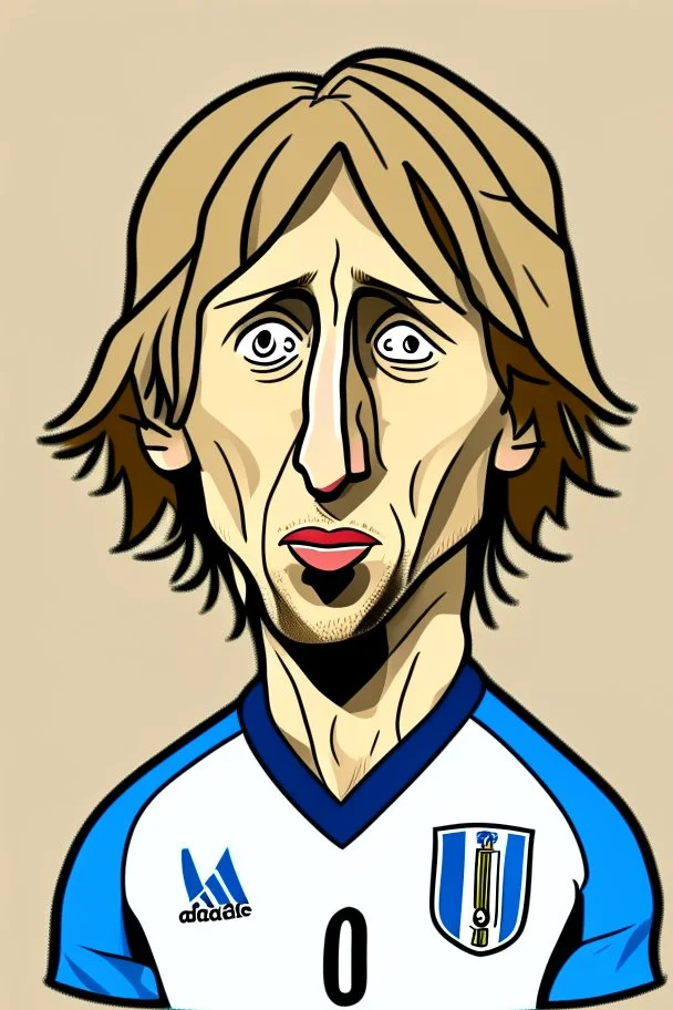 Luka Modric Croatian soccer player cartoon 2d