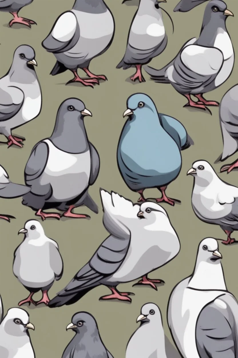 Chubby and cute pigeons