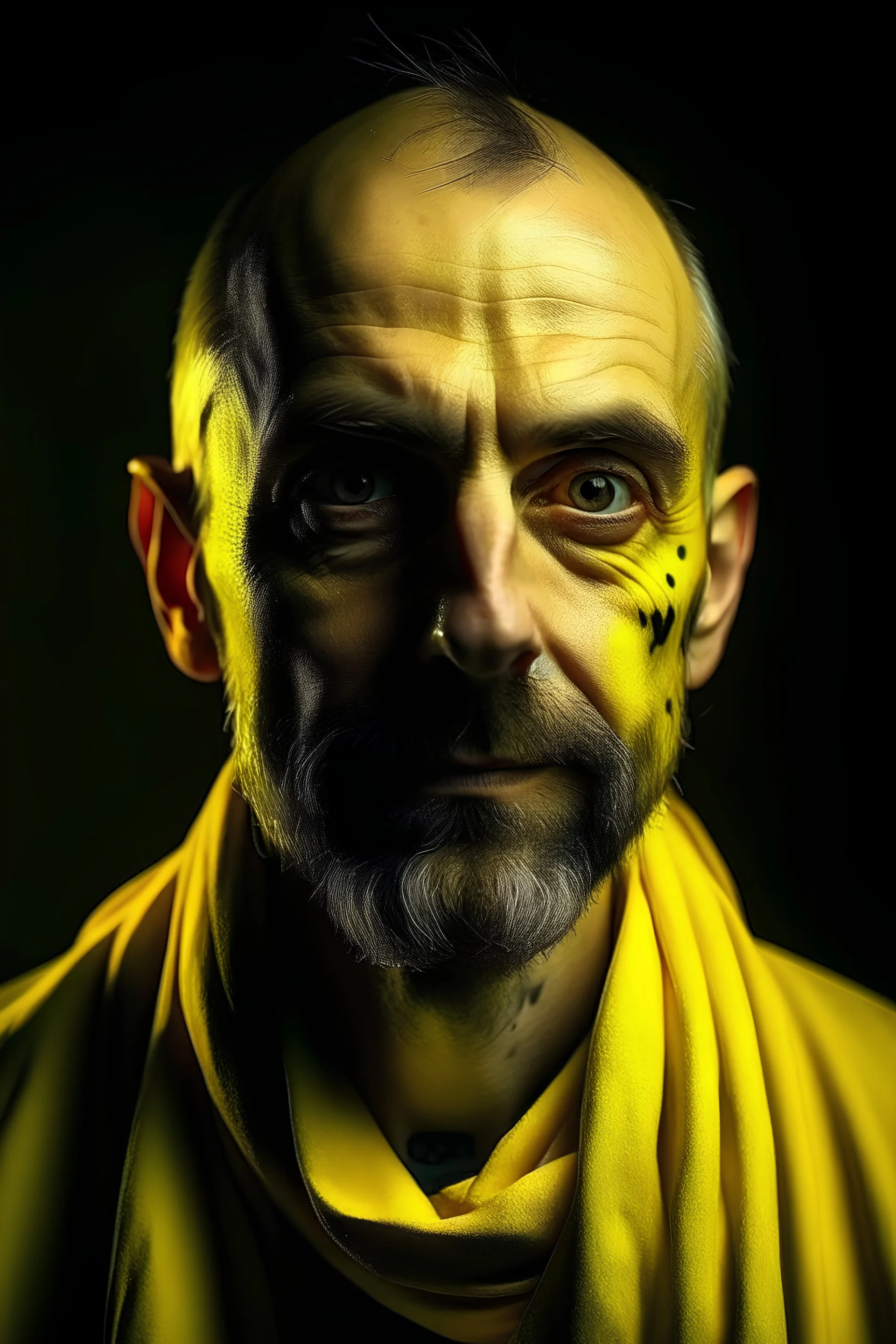 Portrait of a Scary man with yellow theeth