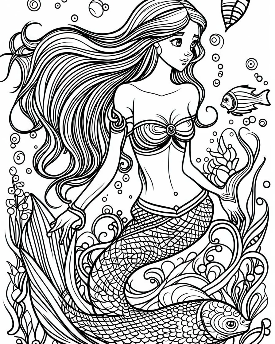 simple mermaid coloring pages