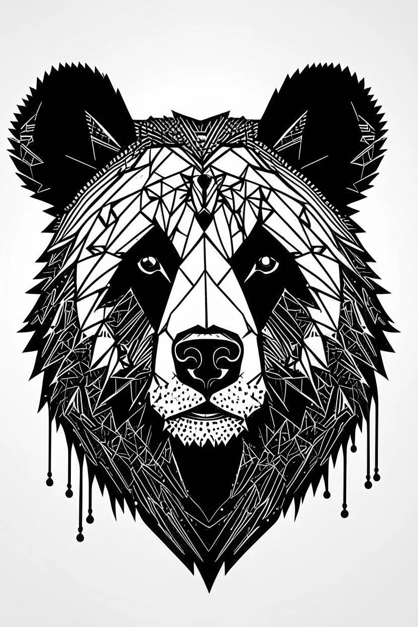 Black and white abstract bear head
