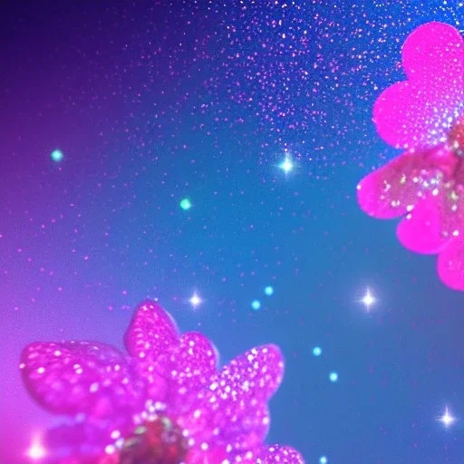  glitter and cristal delicate flower pink and blue in a galactic ambiance, delicate colors in the foreground, full of details, smooth, light effect，vaporwave colorful, smooth, extremely sharp detail, finely tuned detail, ultra high definition, 8 k, unreal engine 5, ultra sharp focus