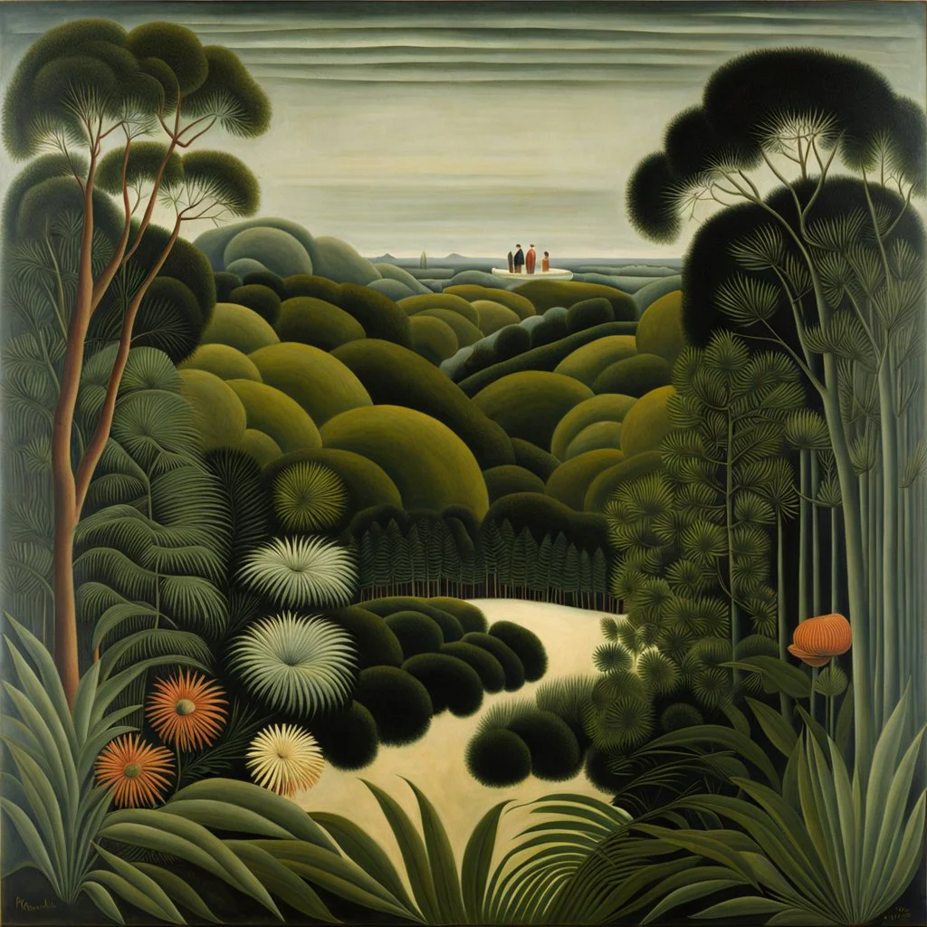 Sublime nature, Henri Rousseau, hyperrealistic, hypnotic, obsessive, real world