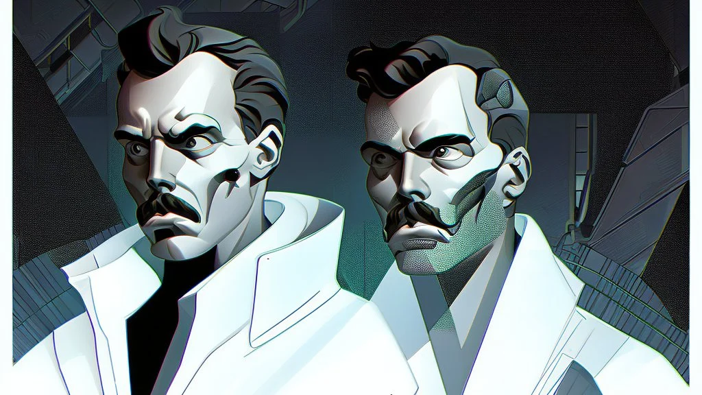 Futuristic, cyberpunk, Friedrich Nietzsche, comic style