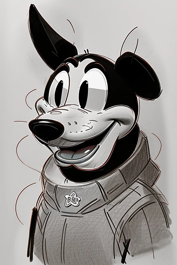 Sketch of Goofy that watch his shadow on the wall, insane details